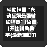 辅助神器“兴动互娱最强辅助神器”(免费)开挂辅助教学(最新辅助开挂教程)-第2张图片