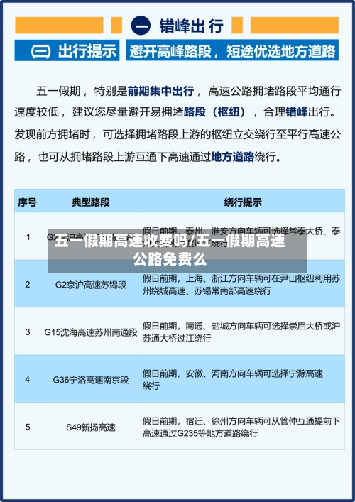 五一假期高速收费吗/五一假期高速公路免费么