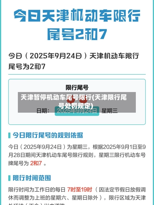 天津暂停机动车尾号限行(天津限行尾号处罚规定)