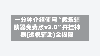 一分钟介绍使用“微乐辅助器免费版v3.0”开挂神器{透视辅助}全揭秘-第2张图片