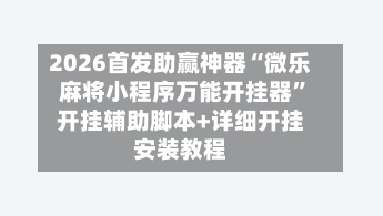 2026首发助赢神器“微乐麻将小程序万能开挂器”开挂辅助脚本+详细开挂安装教程-第2张图片