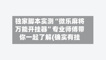 独家脚本实测“微乐麻将万能开挂器”专业师傅带你一起了解(确实有挂