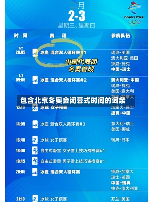 包含北京冬奥会闭幕式时间的词条-第2张图片