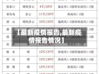 【最新疫情报告,最新疫情报告情况】-第2张图片