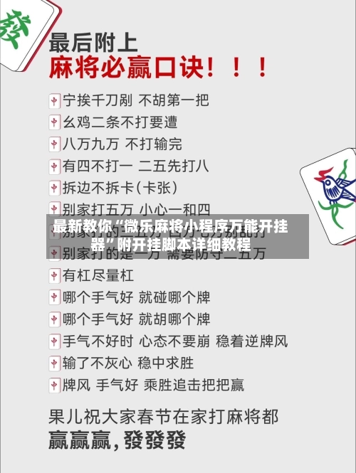 最新教你“微乐麻将小程序万能开挂器”附开挂脚本详细教程-第2张图片
