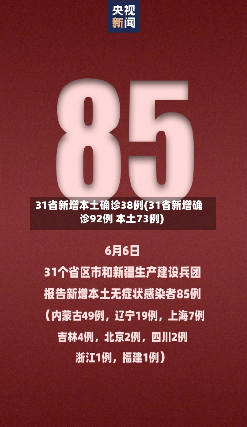 31省新增本土确诊38例(31省新增确诊92例 本土73例)