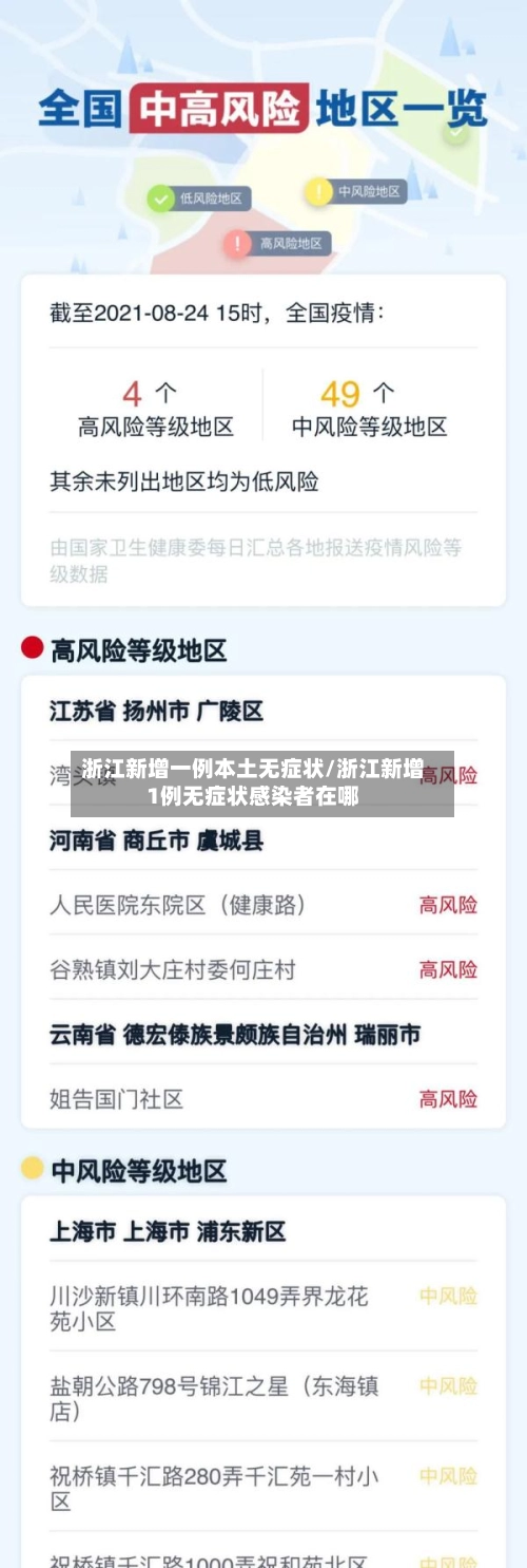 浙江新增一例本土无症状/浙江新增1例无症状感染者在哪