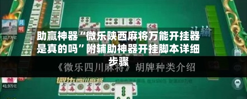 助赢神器“微乐陕西麻将万能开挂器是真的吗”附辅助神器开挂脚本详细步骤-第2张图片