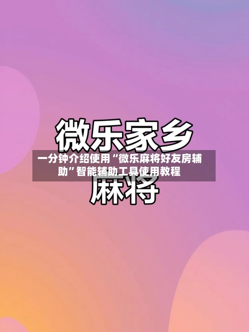 一分钟介绍使用“微乐麻将好友房辅助”智能辅助工具使用教程