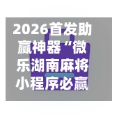 2026首发助赢神器“微乐湖南麻将小程序必赢神器免费”科技辅助神器手机版教程