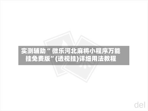 实测辅助“ 微乐河北麻将小程序万能挂免费版”(透视挂)详细用法教程-第2张图片