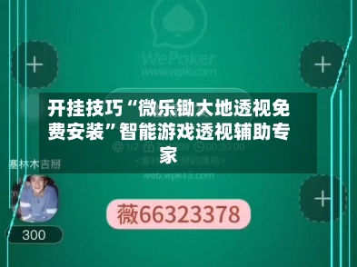 开挂技巧“微乐锄大地透视免费安装”智能游戏透视辅助专家