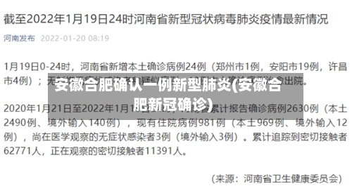 安徽合肥确认一例新型肺炎(安徽合肥新冠确诊)