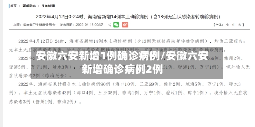 安徽六安新增1例确诊病例/安徽六安新增确诊病例2例