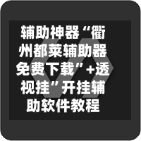 辅助神器“衢州都莱辅助器免费下载”+透视挂”开挂辅助软件教程