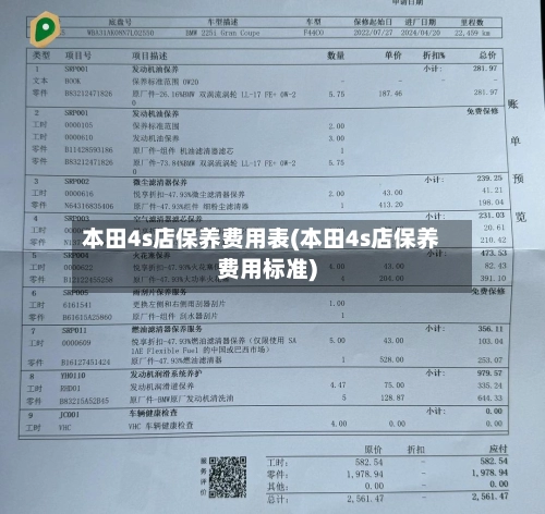 本田4s店保养费用表(本田4s店保养费用标准)-第2张图片