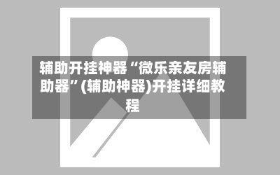 辅助开挂神器“微乐亲友房辅助器”(辅助神器)开挂详细教程-第3张图片