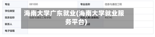 海南大学广东就业(海南大学就业服务平台)