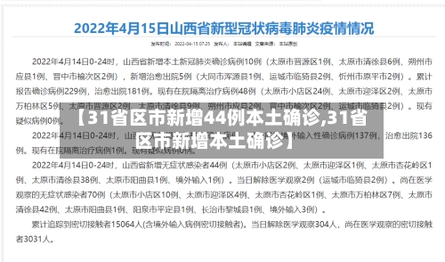 【31省区市新增44例本土确诊,31省区市新增本土确诊】