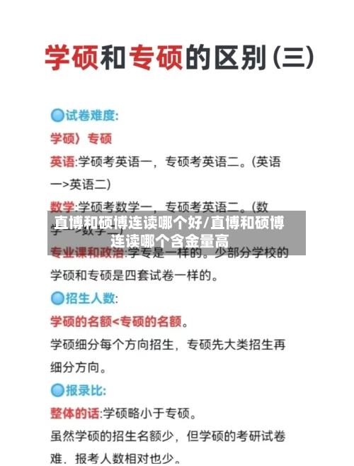 直博和硕博连读哪个好/直博和硕博连读哪个含金量高