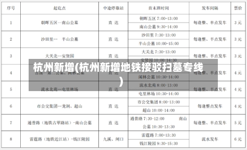 杭州新增(杭州新增地铁接驳扫墓专线)-第2张图片