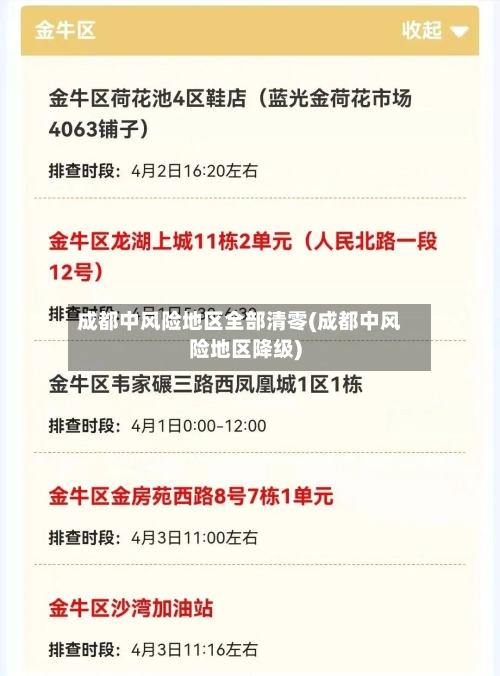 成都中风险地区全部清零(成都中风险地区降级)